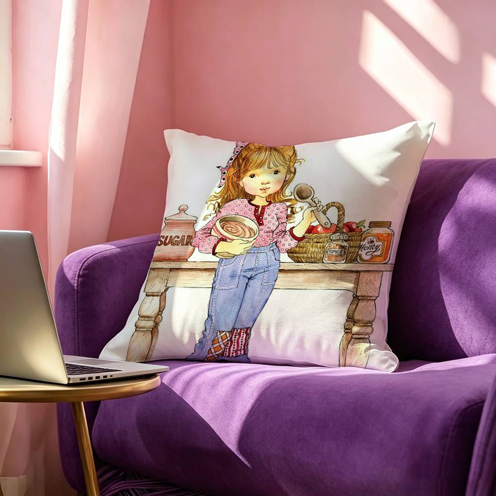 SSarah KKay Girl Square DoubleSided Printed Pillow Case Bedroom Bedside Pillow Sofa Cushion Cover