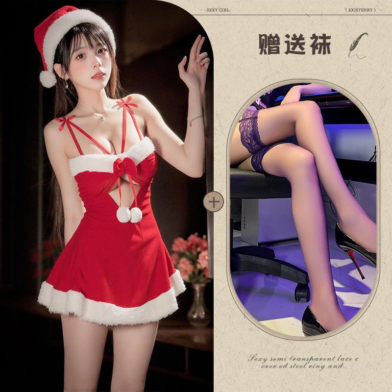 Christmas cos Velvet Cosplay Sexy Lingerie New Year's Robe