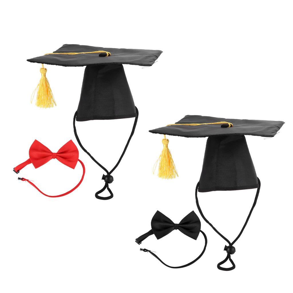 Pet Promoce Čepice s Motýlkem Límec Kravata Promoce Klobouky pro Psy a Malé Mazlíčky