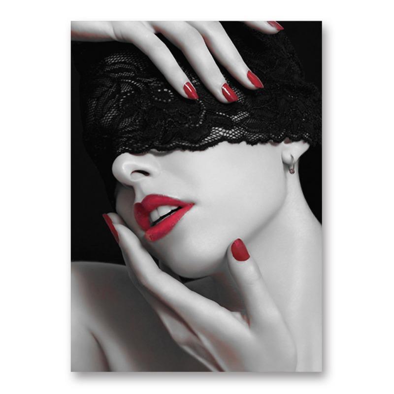 Red Lips Sexy Woman Canvas Painting Fashion Girl Babes Wall Art Pictures Modern Home Livingroom Wall Decoration Frameless