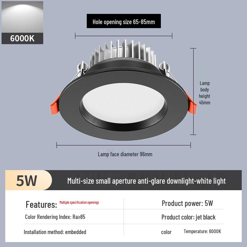 2-Inch Recessed Spotlight: Small Downlight for Ceiling In Living Room, Bullseye Hole Design, Opening Size 55.5cm X 606.5cm