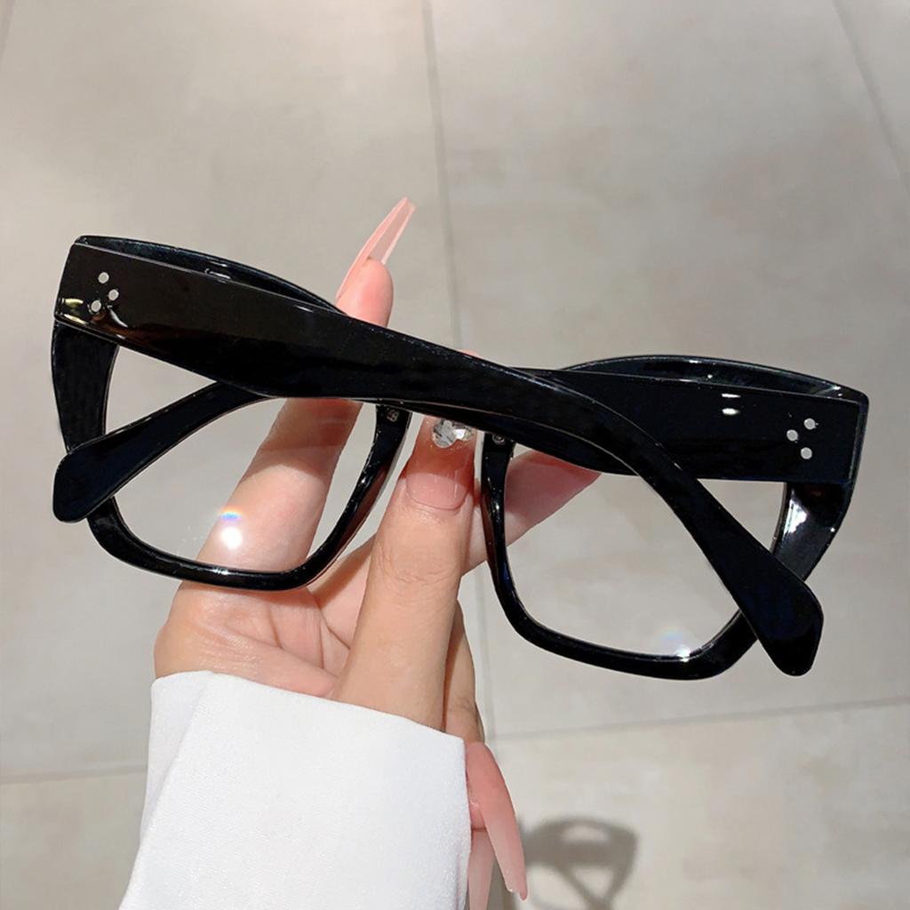 Retro Cat Eye Glasses PC Frame Anti Blue Light Plain Lens for Square Face