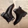 New Women'S Chunky Heel Ankle Boots - Side Zipper & Belt Buckle Slim Fit Fashion Boots, Versatile Fall/Winter Booties