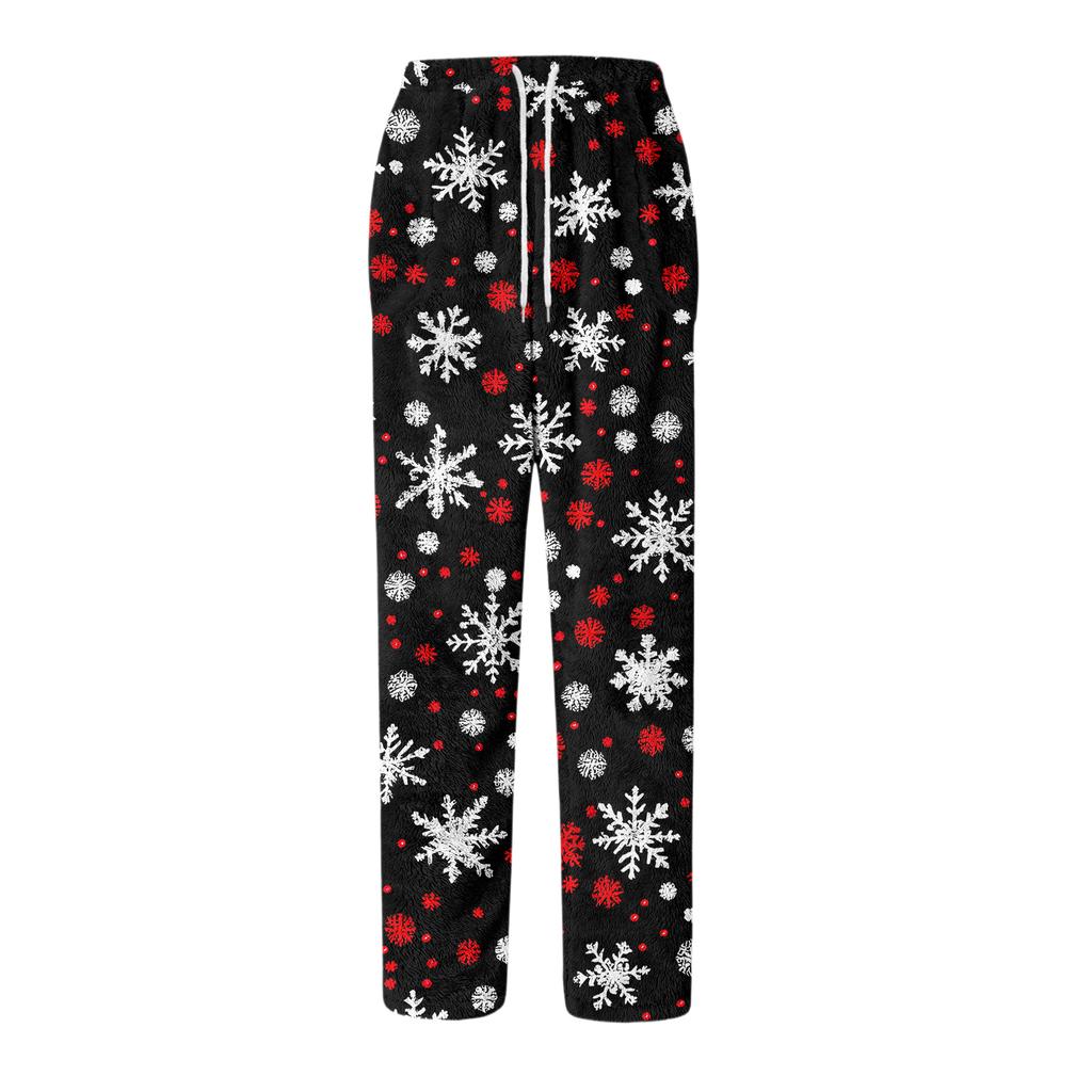 Men's Drawstring Pocket Flannel Pants Homewear Sleep Pants