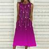 Ladies Oversized Sleeveless Round Neck Dress Vivid Cluster Floral Printed Loose Midi Dress