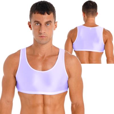 Herren glänzendes Muskel-Tanktop, kurzärmelig, Weste, Workout, Bodybuilding, Kompressions-Stringer-T-Shirt