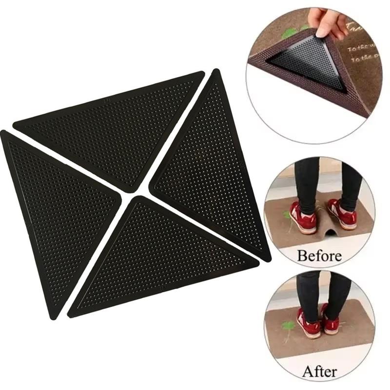 4PCs Carpet Non-slip Sticker Reusable Rug Grippers Anti Skid Corners Pads Non Slip Tape Mat Carpet Grip Stopper Sticker Tape