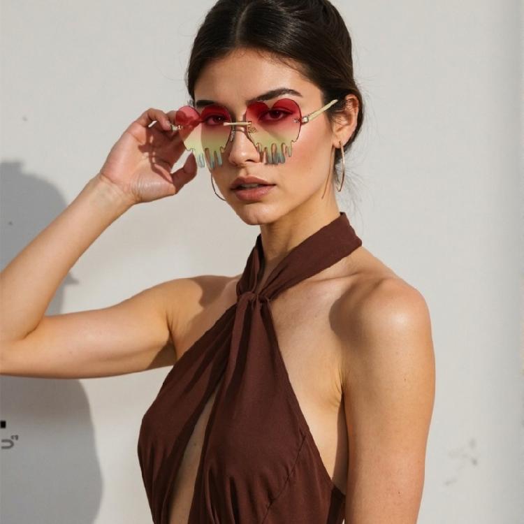 Modern Heart Shape Sunglasses For Ladies And Teens Frameless Eyeglasses For Photo Props And Costume Accessories
