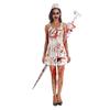 Halloween Adult Masquerade Show Party Nurse Zombie Horror Character Playing Lady Vest Dress