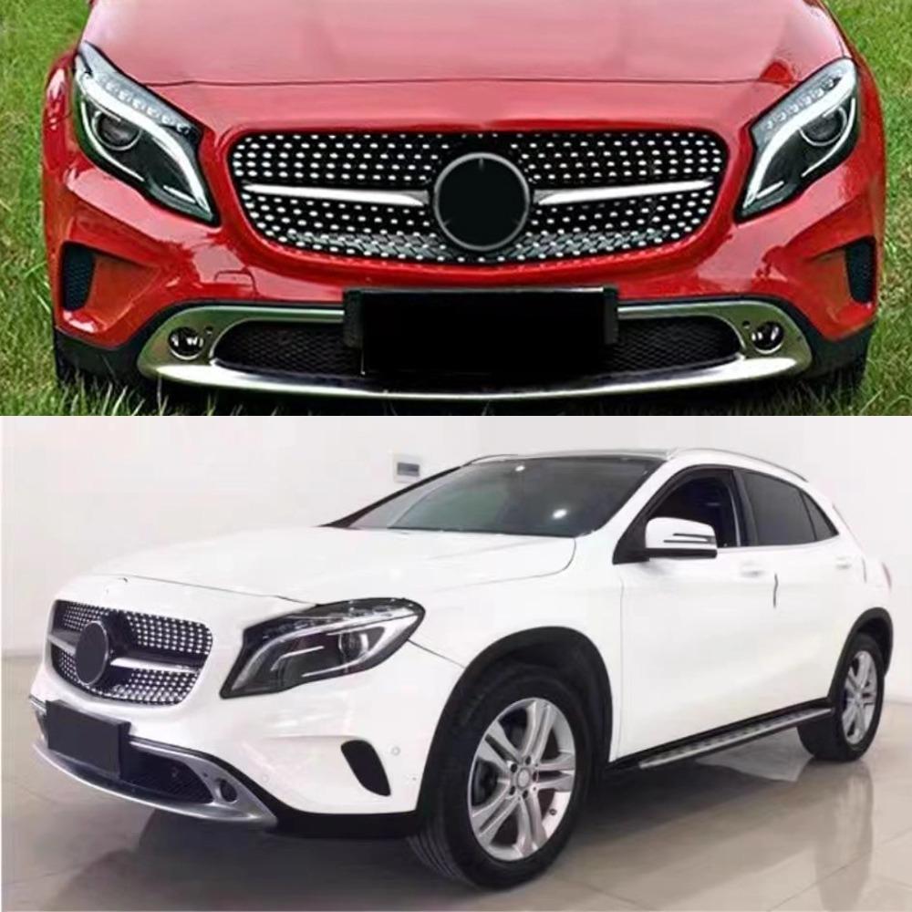 For Mercedes-Benz GLA Class X156 2014-2016 Front Bumper Grille GT Diamond Style GLA200 GLA250 GLA260 ABS Car Styling