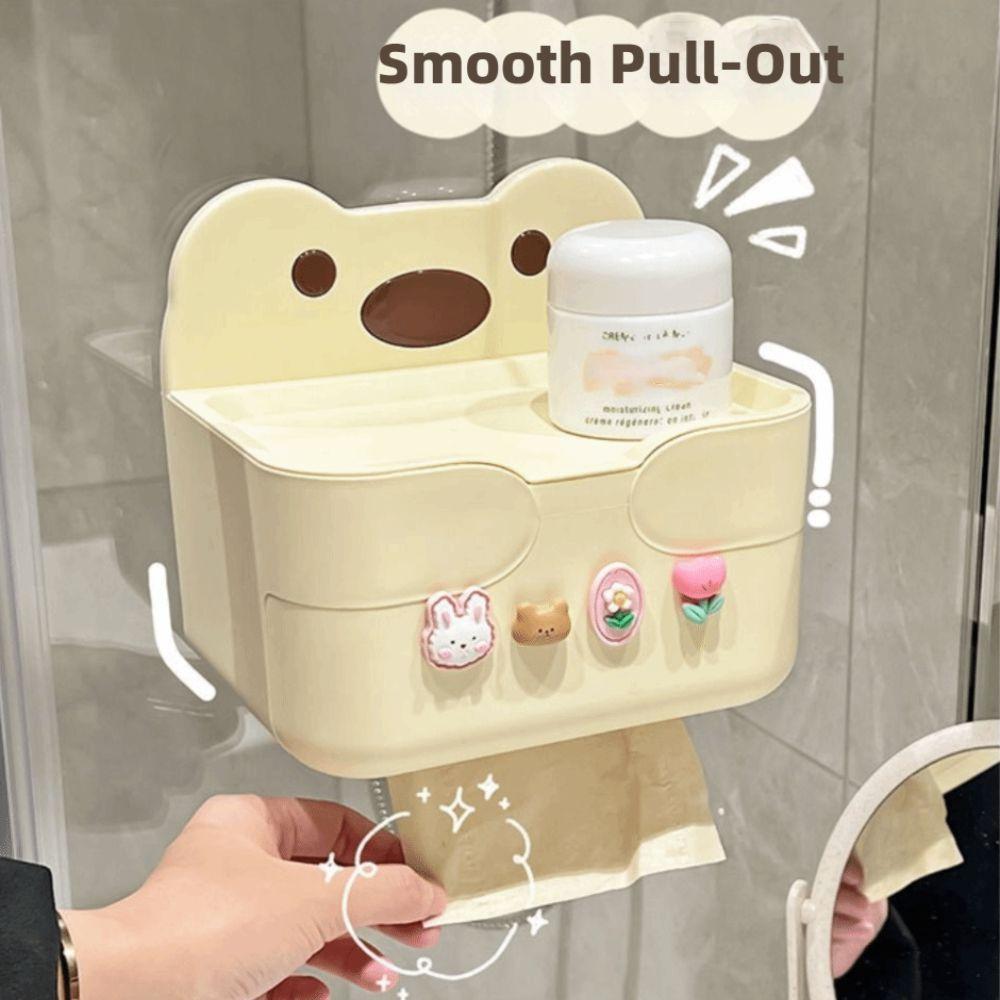 Wall Mounted Tissue Box Self-adhesive Toilet Roll Paper Holder Durable Paper Towel Holder Bathroom