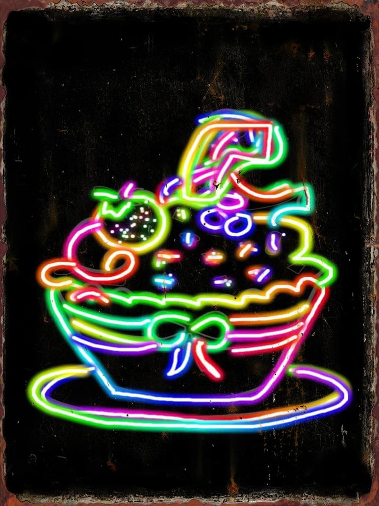 Neon Ice Cream Metal Tin Sign Restaurant Bar Coffee Shop Summer Time Wall Decor Painting Plaque Home Kitchen Decoration Poste