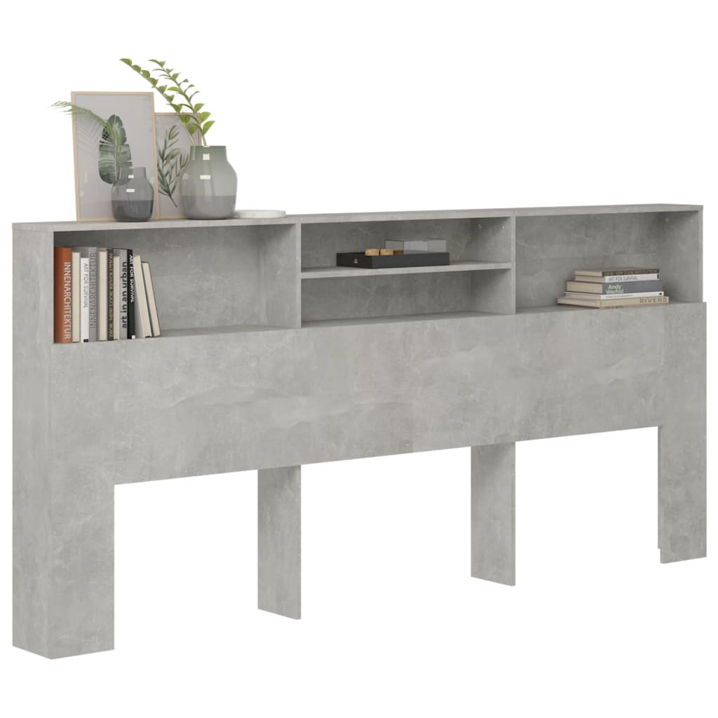 VidaXL Kopfteil mit Ablagen Betongrau 220x19x103,5 cm
