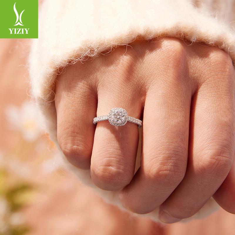 Square Halo D Color Moissanite Ring Wedding Ring, Classic Elegant S925 Sterling Silver Proposal Ring