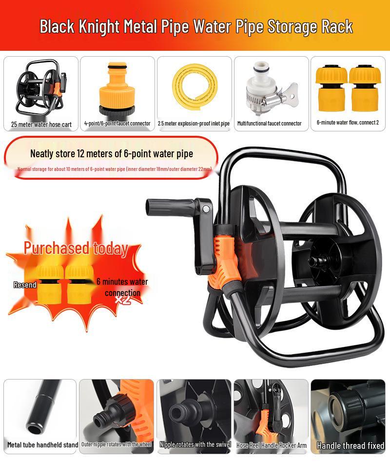 20m Bilvattenslangslindare med Vattenpistol & Förvaringsställ, Upprullningsrulle, 6/4tum, Finns även i 50m.