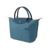 Longchamp Le Pliage Green Short Handle Foldable Recycled Canvas Dumpling Tote Bag Small Women tote bags Peacock-Blue 1621919P89