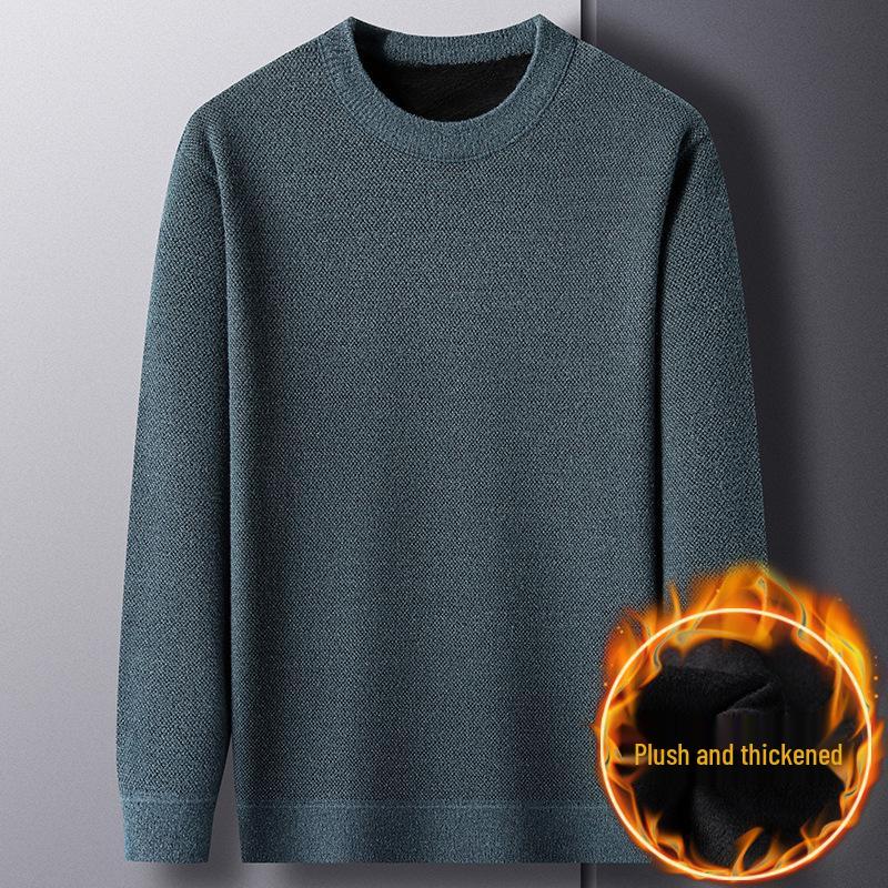 

Men s Winter Mink-Style Fleece Pullover with Thickened Base Layer L (120-135 jin) озеро синього кольору