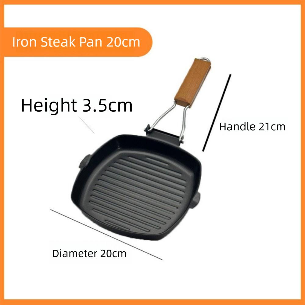 Portable Hand Forging Cast Iron Pan Foldable Uncoated Picnic Grill Pan Non Stick No Lid Steak Frying Pan Outdoor BBQ
