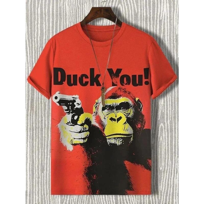 Versatile Simple Printed T-shirt Men's Casual Comfortable Round Neck Short-sleeved Fashion Top