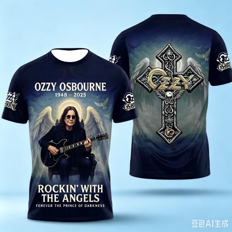Ozzy Osbourne Vintage 3D Print T Shirt Heavy Metal Rock Singer Memorial Portrait Graphic Short Sleeve Streetwear Tops Fashion