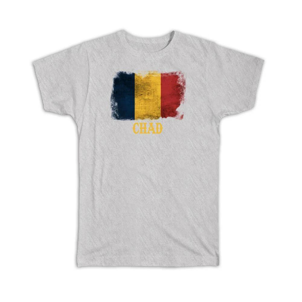 Gift T-Shirt : Chad Chadian Flag Distressed Africa African Country Souvenir L