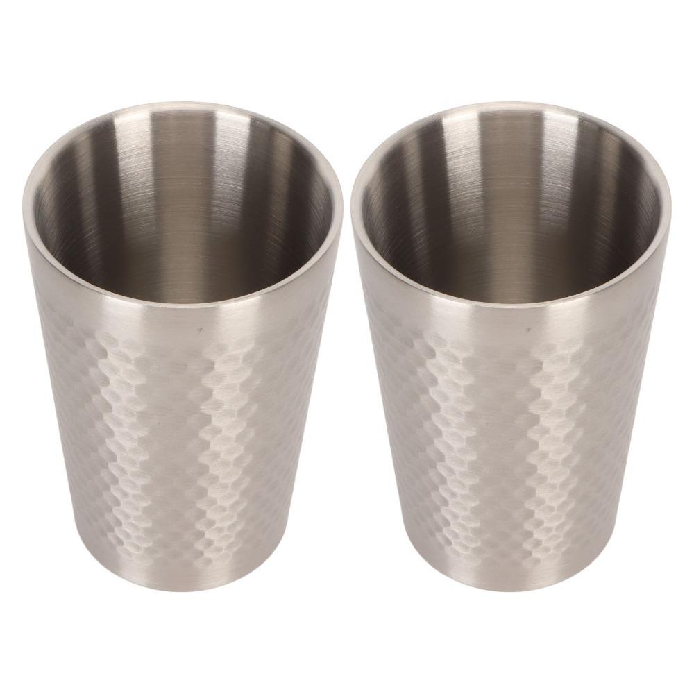 2pcs Hammer Stainless Steel Cup 350ml Stackable Camping Cup Metal Drinking Tumbler Restaurant Use