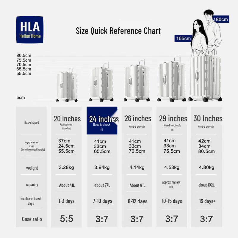 HLA Hard-Shell Rolling Luggage 26 inch