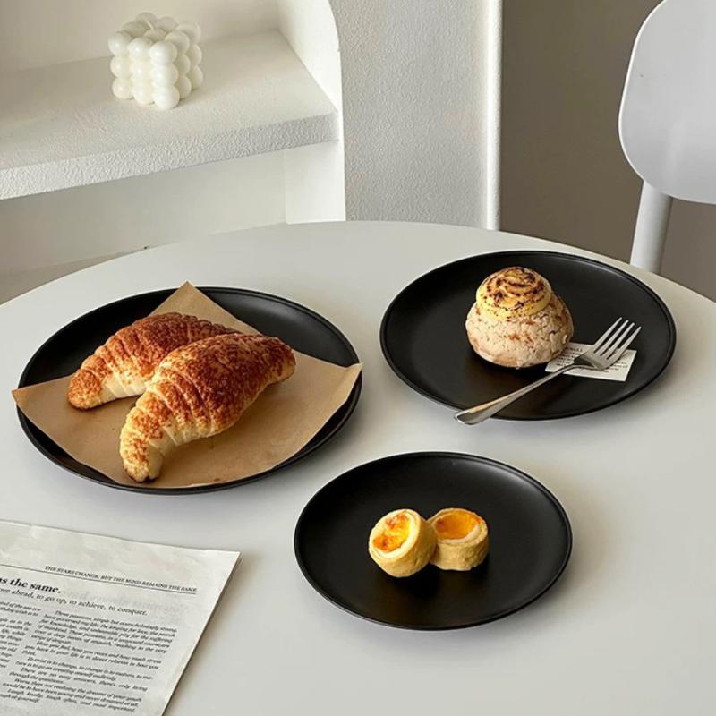 Farfurie de Desert Neagră High-End, Tavă de Expunere Bijuterii din Oțel Inoxidabil Pentru Servirea Prăjiturilor la Ceaiul de După-Amiază, Platou cu Fructe pentru Living