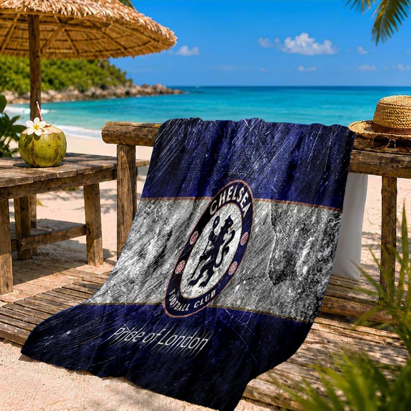 Chelsea Football Club Crest Beach Towel Microfiber Beach Towel, Lightweight and Quick-Dry, for Summer Travel, Swimming Pool Fan Birthday Gift