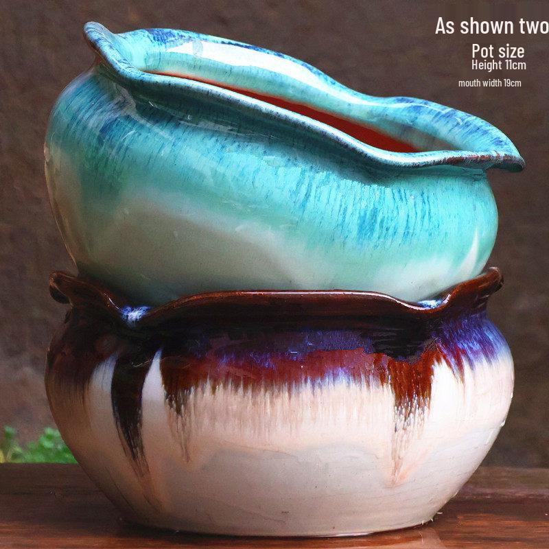 Personalized Large Ceramic Succulent Flower Pot with Wide Caliber - Free Shipping