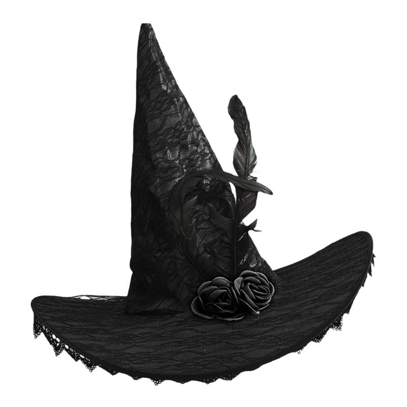 Witch Hat Roses Decoration Hat Carnivals Masquerades Hat Women's Halloween Hat Costume Accessory