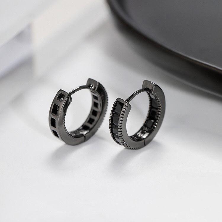 2026 Trendy High-End Black Zirconia Hoop & Stud Ear Cuff Earrings