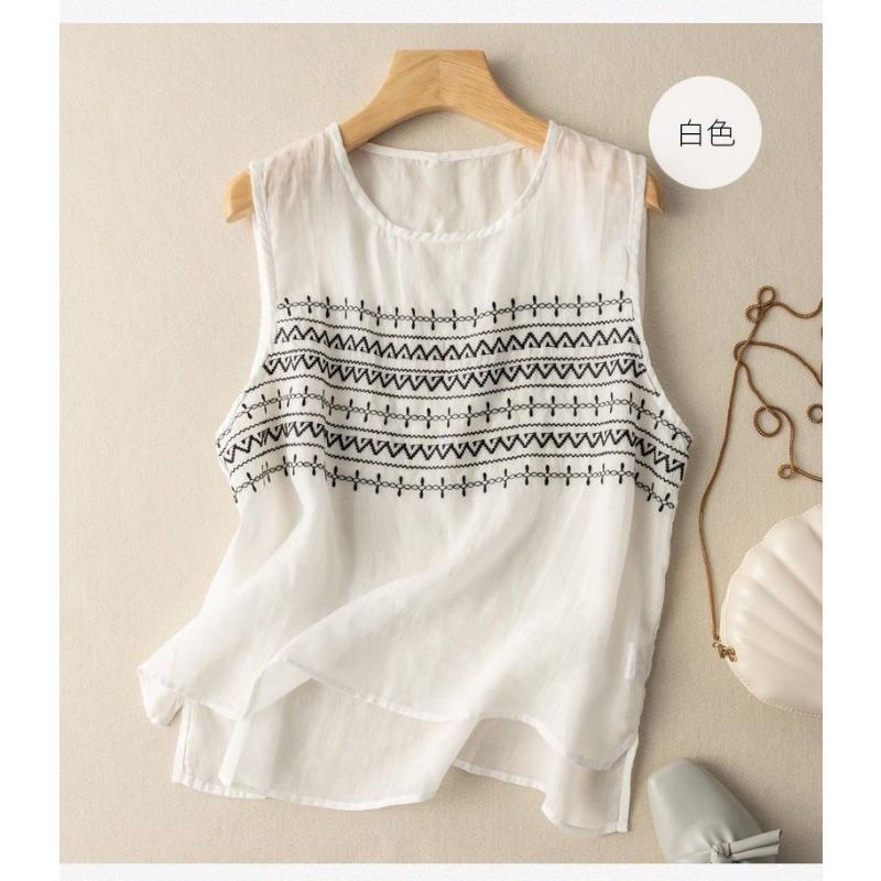 Summer Cotton and Linen Sleeveless Vest for Women Artistic Retro Solid Color Casual Loose Inner Slim Suspender Thin Top