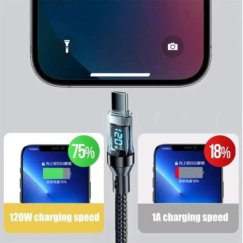120w Super Fast Charging Usb Charging Cable Suitable For Huawei, Samsung, Xiaomi Type-C Phone Data Cable Usb C To Usb C 100W
