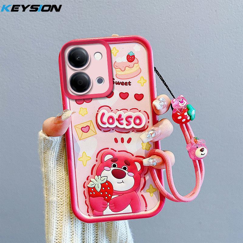 

KEYSION Shockproof Case for VIVO Y05 with Lanyard Soft Silicone Cute 3D Cartoon Doll Phone Back Cover for VIVO Y11 5G Y11d Y21 5G for VIVO Y21 5G