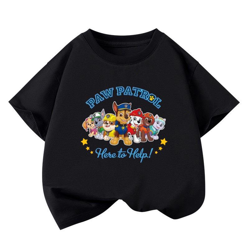 High-Quality Boys' Autumn Cartoon Print Short-Sleeve Round Neck Shirt