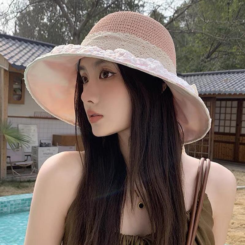 Summer Bow Fisherman Hat Women's New Big Hat Brim Sun Protection Hat Korean Style Beach Hat