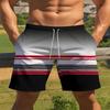 Summer Men's Casual Drawstring Beach Pants with Gradient 3D Printed Polyester Fiber Composition for Outdoor Wear
