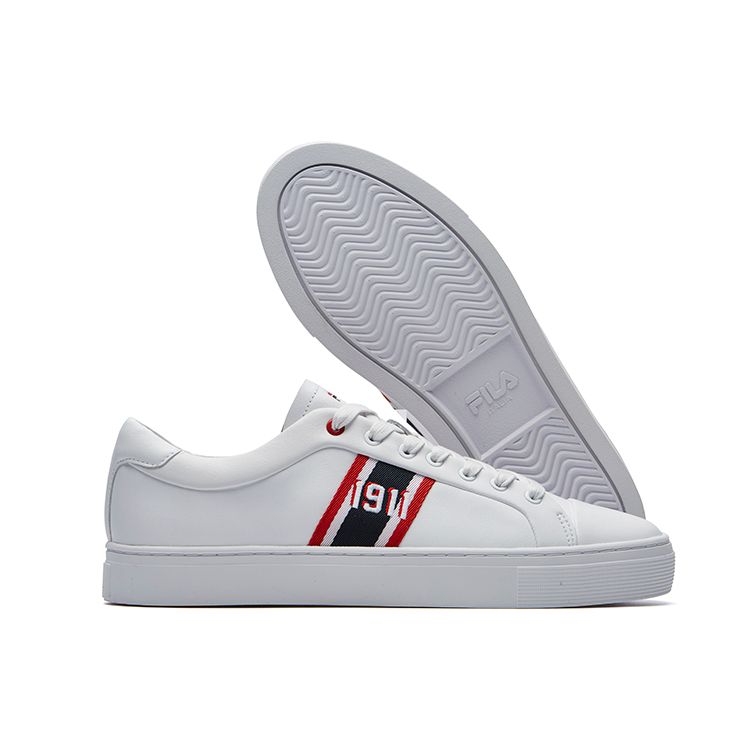 Fila Heritage-FHT Fabric Top Layer Cowhide Comfortable Versatile Low-Top Sneakers Men Sneakers White F12M134350FWT