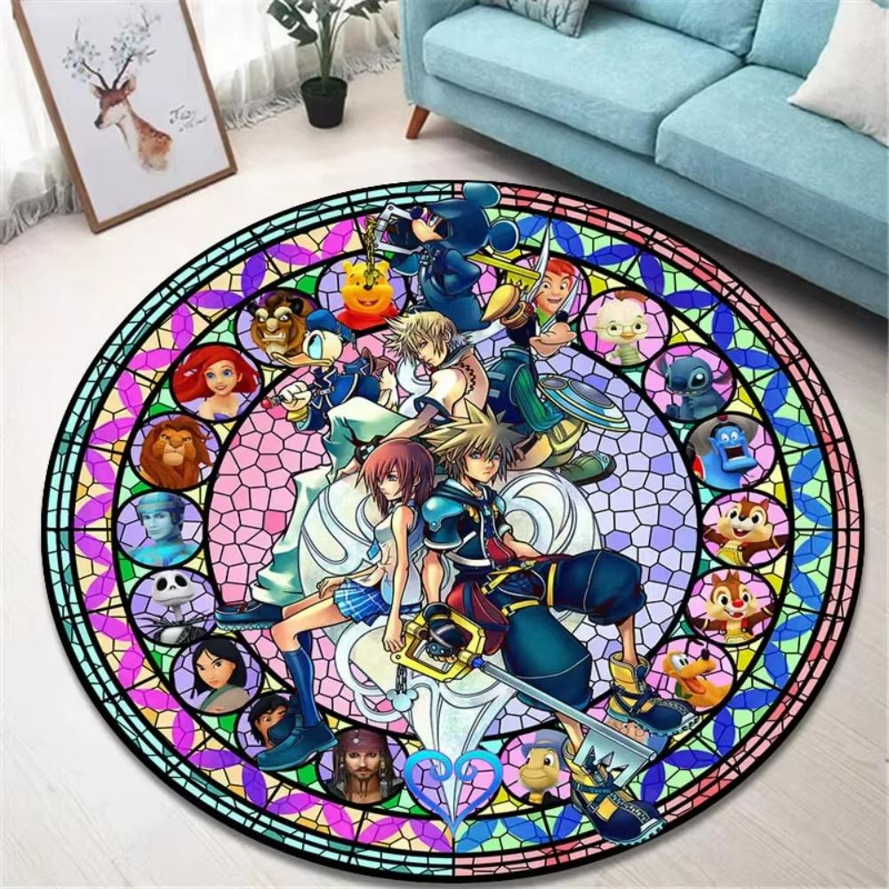 

Playful Game K-Kingdom Hearts Round Rug Man s Cave Living Room Sofa Decor Rug Bedside Soft Rug Game Room Swivel Chair Floor Mat 40X40cm