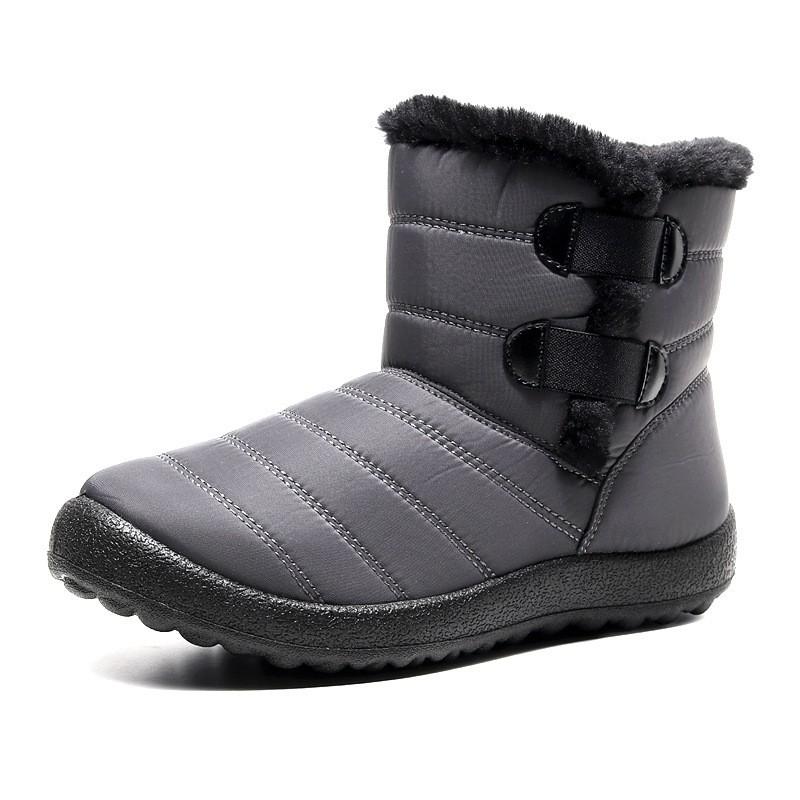 Women Winter Warm Snow Boots Mid Calf Faux Fur Lining Waterproof Ankle Boots Anti-slip Outdoor Shoes Zipper Hiking Mountaineering Sports Boots