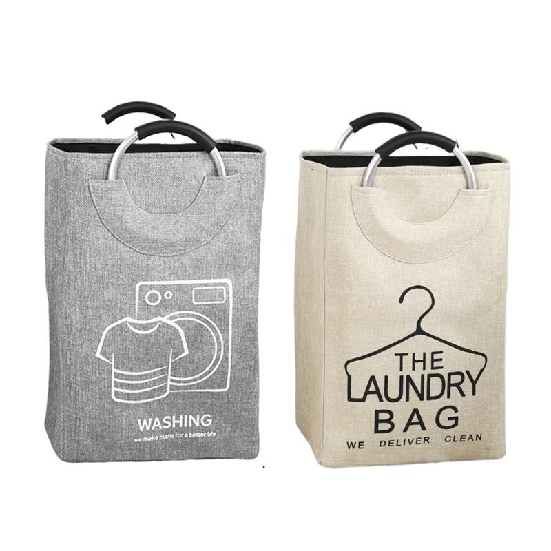 Collapsible Linen Laundry Basket with Handles Waterproof Large Capacity for Dirty Clothes Bathroom Bedroom Laundry Room Storage