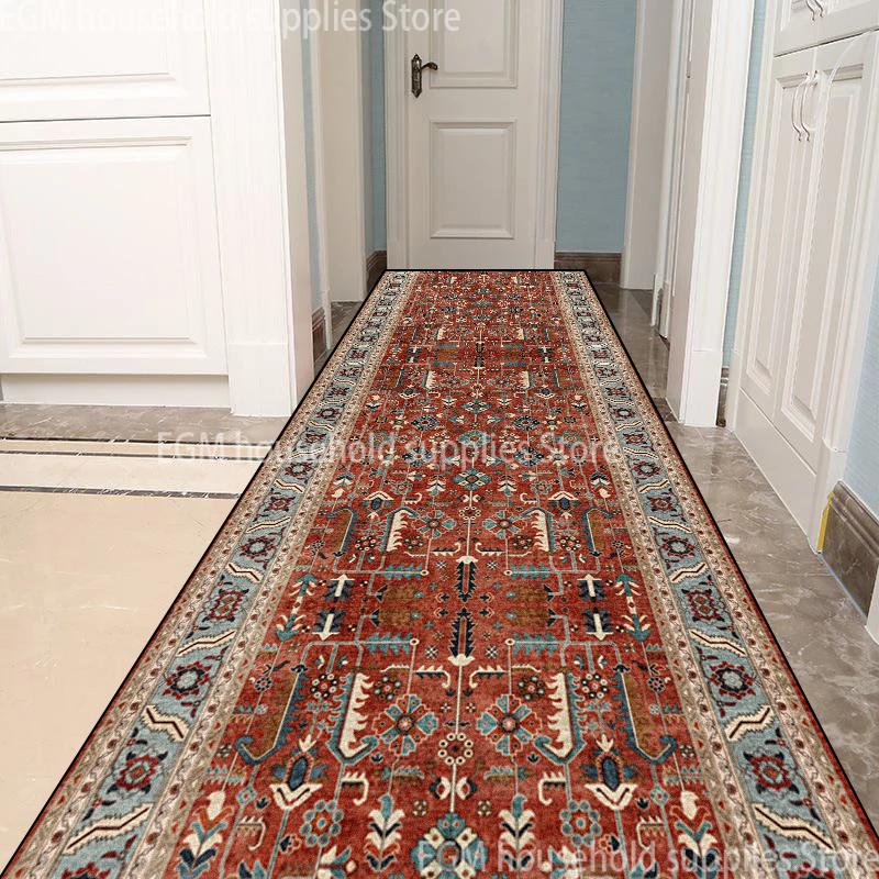 Persian Style Living Room Hall Carpet Long Hallway Corridor Rugs Non-slip Stairs Decor Runner Rug Kitchen Mat Size