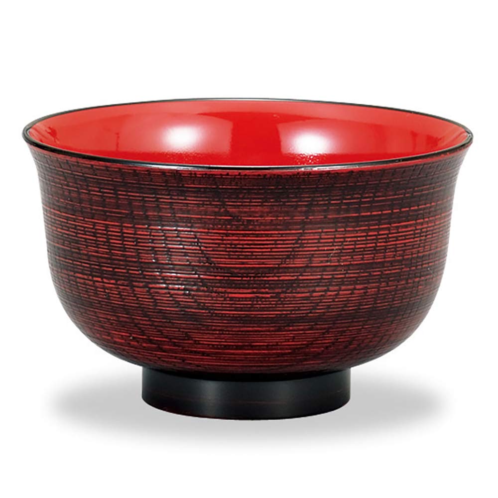 Mitani Yamanaka Lacquerware Soup Yamanaka Microwave Wood Grain Red Bowl, Brown, 11cm, Lacquerware, Safe, Pattern, Grain, M17051-1