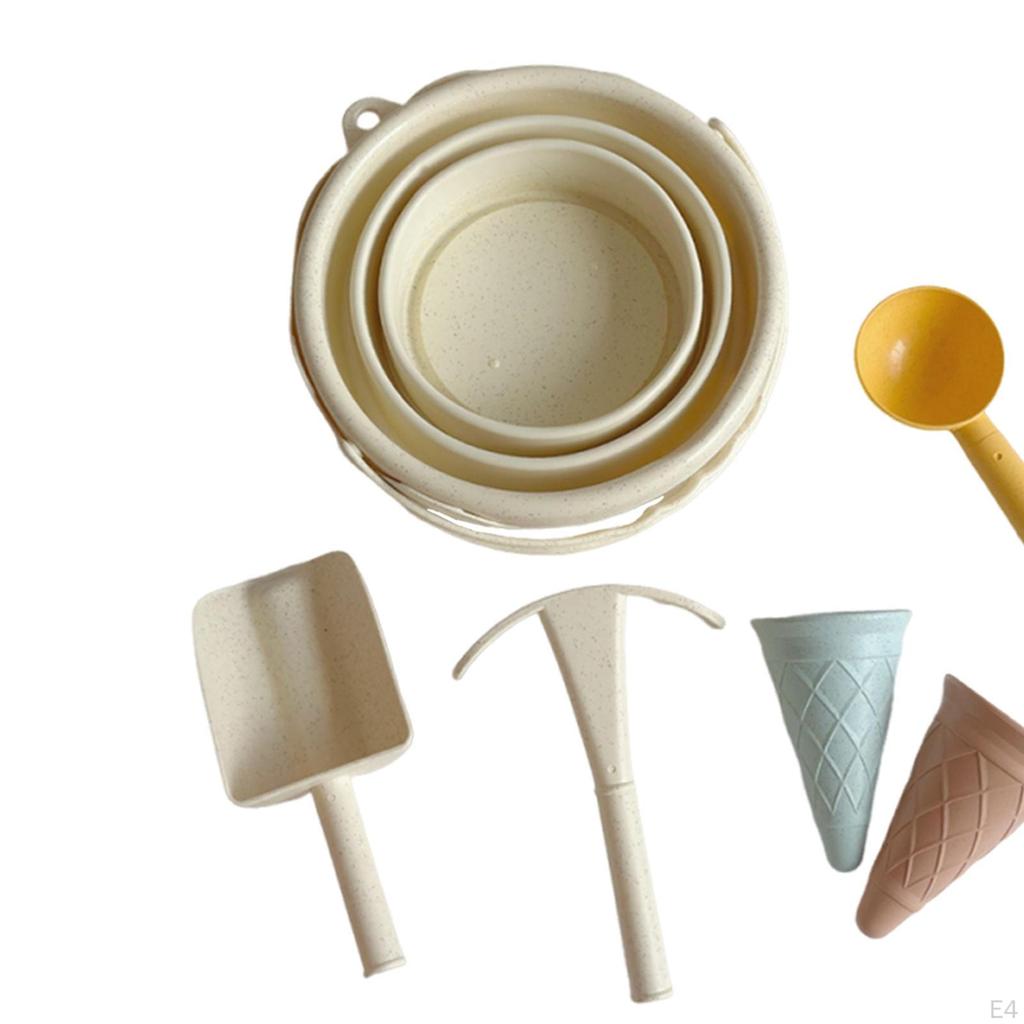 Kids Beach Toys Playset Portable Summer Outing Sandbox Toy Foldable Bucket for Children Boys