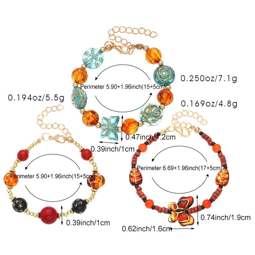 Retro Ethnic Style Flower Butterfly Bead Bracelet For Women