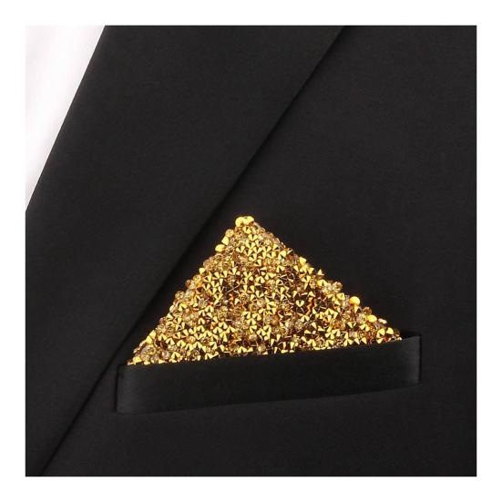 Rhinestone Pocket Square for Men Pre Folded Handkerchief Sparkling Pocket Square Fits Blazer Tuxedo Pockets for Wedding Dating Formal Attire