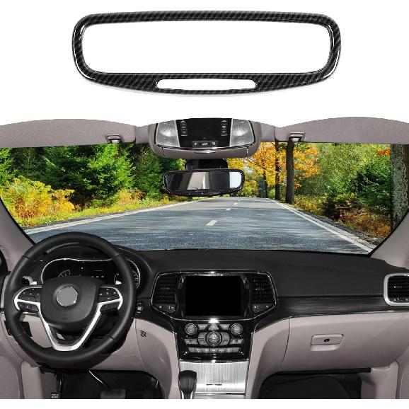

Carbon Fiber Rear View Mirror Cover Trim Frame Decoration Interior Accessories for Jeep Grand Cherokee 2017-2020,for Jeep Grand Commander 2018-2023