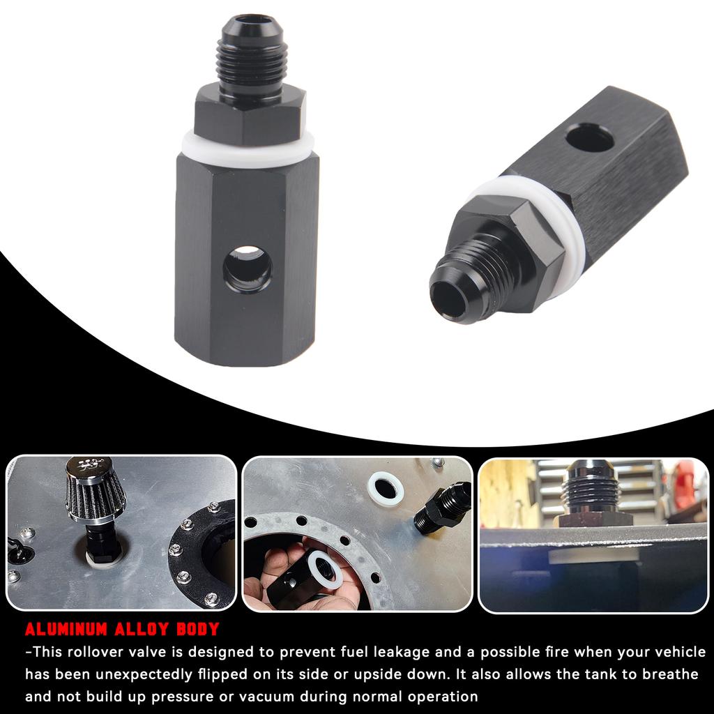 6AN 8AN 10AN Rollover Valve Aluminum Fuel Cell Tank Mounted Hose Line Fitting