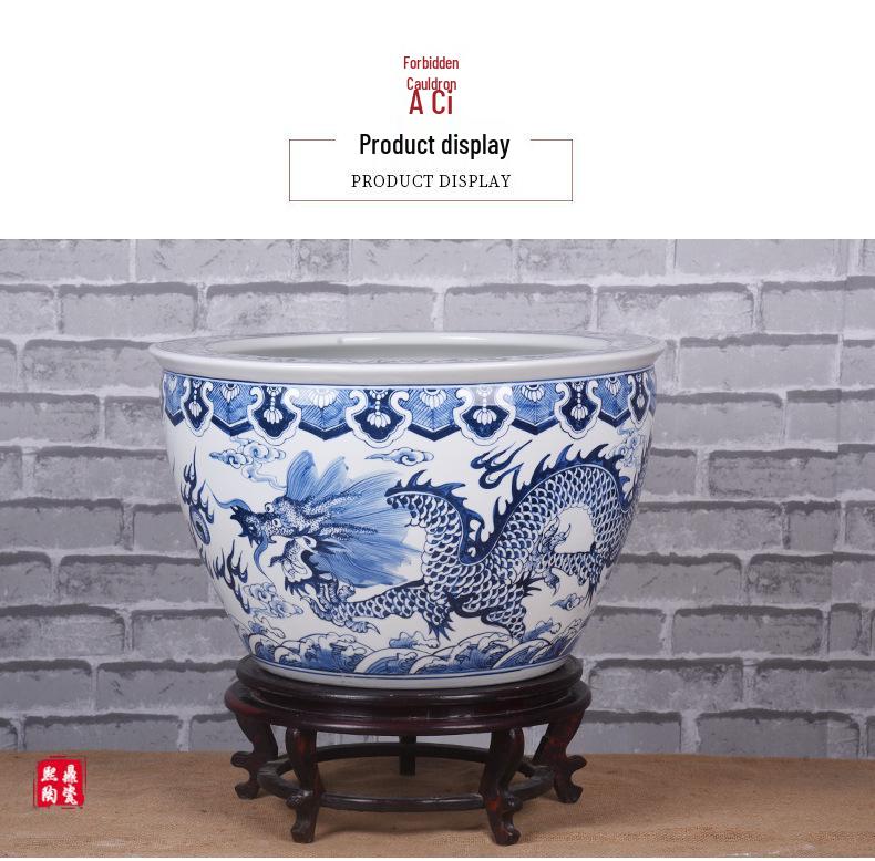 2024 New Chinese Hand-Painted Large Ceramic Fish Tank and Outdoor Flower Pot